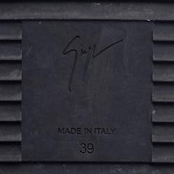 Pre Owned Giuseppe Zanotti Black/Grey Fabric and Leather Kriss High Top Sneakers Size 39