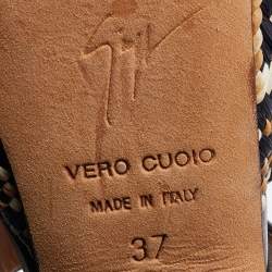 Pre Owned Giuseppe Zanotti Black Patent Leather Woven Platform Ankle Strap Sandals Size 37