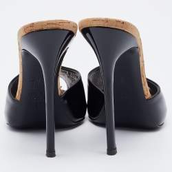 Pre Owned Giuseppe Zanotti Black Patent Leather Slide Sandals Size 37