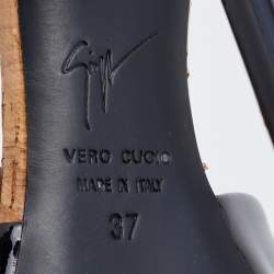 Pre Owned Giuseppe Zanotti Black Patent Leather Slide Sandals Size 37