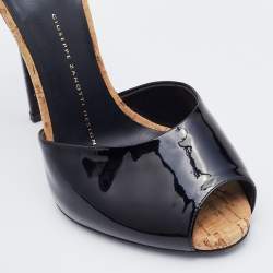 Pre Owned Giuseppe Zanotti Black Patent Leather Slide Sandals Size 37