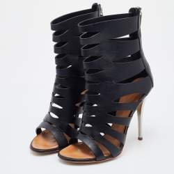 Giuseppe Zanotti Black Leather Cutout Ankle Length Boots Size 37 Giuseppe  Zanotti