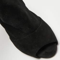 Pre Owned Giuseppe Zanotti Black Suede Cutout Peep Toe Ankle Boots Size 38