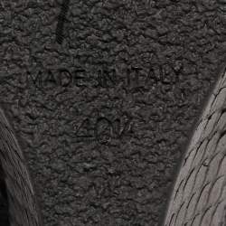 Pre Owned Giuseppe Zanotti Black Python Embossed Leather Wedge Ankle Boots Size 40.5