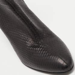Pre Owned Giuseppe Zanotti Black Python Embossed Leather Wedge Ankle Boots Size 40.5