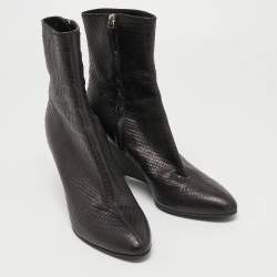 Pre Owned Giuseppe Zanotti Black Python Embossed Leather Wedge Ankle Boots Size 40.5