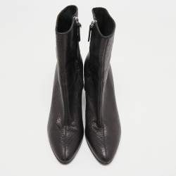 Pre Owned Giuseppe Zanotti Black Python Embossed Leather Wedge Ankle Boots Size 40.5