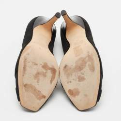 Pre Owned Giuseppe Zanotti Black Suede and Satin Peep Toe Pumps Size 39