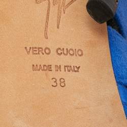 Pre Owned Giuseppe Zanotti Two Tone Suede Cutout Ankle Strap Sandals Size 38