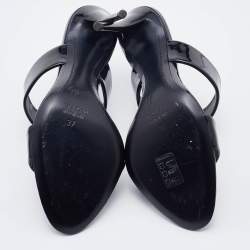 Pre Owned Giuseppe Zanotti Black Patent Leather Strappy Slide Sandals Size 37
