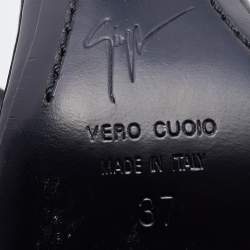 Pre Owned Giuseppe Zanotti Black Patent Leather Strappy Slide Sandals Size 37