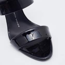 Pre Owned Giuseppe Zanotti Black Patent Leather Strappy Slide Sandals Size 37