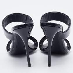 Pre Owned Giuseppe Zanotti Black Patent Leather Strappy Slide Sandals Size 37