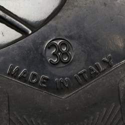 Pre Owned Giuseppe Zanotti Neon Yellow Patent Leather Crystal Embellished Toe Ring Ankle Strap Sandals Size 38