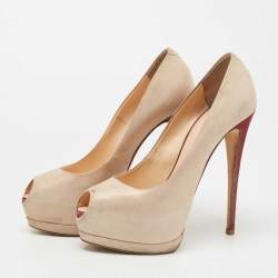 Giuseppe Zanotti Beige Suede Sharon Peep Toe Platform Pumps Size 38