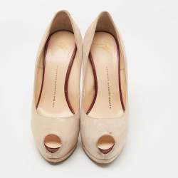 Giuseppe Zanotti Beige Suede Sharon Peep Toe Platform Pumps Size 38