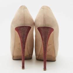 Giuseppe Zanotti Beige Suede Sharon Peep Toe Platform Pumps Size 38