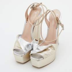 مملوكة مسبقًا Giuseppe Zanotti Metallic Gold/Silver Double Betty Platform Sandals Size 38