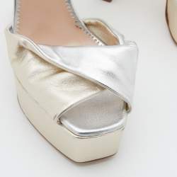 مملوكة مسبقًا Giuseppe Zanotti Metallic Gold/Silver Double Betty Platform Sandals Size 38