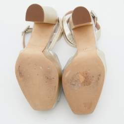 مملوكة مسبقًا Giuseppe Zanotti Metallic Gold/Silver Double Betty Platform Sandals Size 38