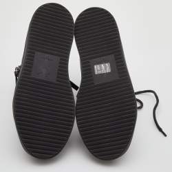 Pre Owned Giuseppe Zanotti Black Leather Double Zip High Top Sneakers Size 37