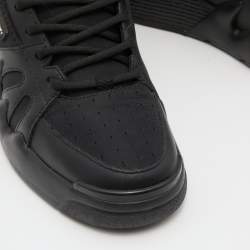 Pre Owned Giuseppe Zanotti Black Leather and Fabric Talon Low Top Wedge Sneakers Size 38