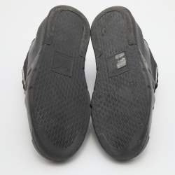 Pre Owned Giuseppe Zanotti Black Leather and Fabric Talon Low Top Wedge Sneakers Size 38