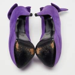 Pre Owned Giuseppe Zanotti Purple Suede Debra Bow Platform Pumps Size 36.5