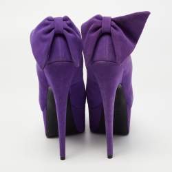 Pre Owned Giuseppe Zanotti Purple Suede Debra Bow Platform Pumps Size 36.5