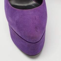Pre Owned Giuseppe Zanotti Purple Suede Debra Bow Platform Pumps Size 36.5