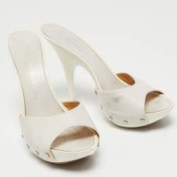 Giuseppe Zanotti White Leather Open Toe Slide Sandals Size 36