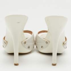 Giuseppe Zanotti White Leather Open Toe Slide Sandals Size 36