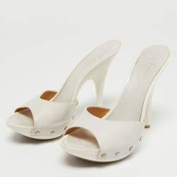 Giuseppe Zanotti White Leather Open Toe Slide Sandals Size 36