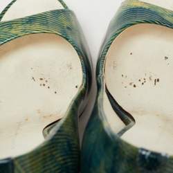 Giuseppe Zanotti Green Printed Patent Leather Peep Toe Pumps Size 36