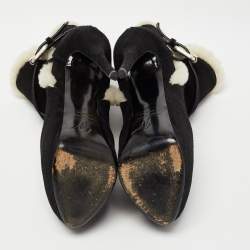 Pre Owned Giuseppe Zanotti Black Suede And Fur Ankle Boots Size 37