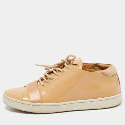 Giuseppe Zanotti Beige Patent Leather Low Top Sneakers Size 37