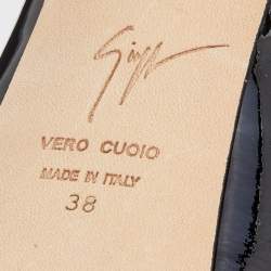 Pre Owned Giuseppe Zanotti Black Patent Leather Platform Peep Toe Pumps Size 38