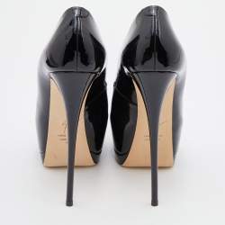 Pre Owned Giuseppe Zanotti Black Patent Leather Platform Peep Toe Pumps Size 38