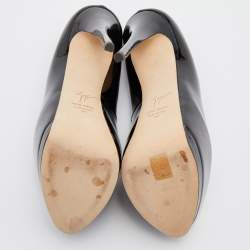 Pre Owned Giuseppe Zanotti Black Patent Leather Platform Peep Toe Pumps Size 38