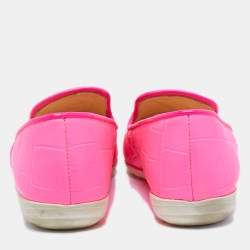 Pre Owned Giuseppe Zanotti Pink Croc Embossed Leather Smoking Slippers Size 41 