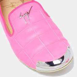 Pre Owned Giuseppe Zanotti Pink Croc Embossed Leather Smoking Slippers Size 41 