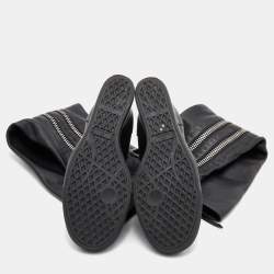 Pre Owned Giuseppe Zanotti Black Leather Zipper Cobain Wedge Knee Length Boots Size 41