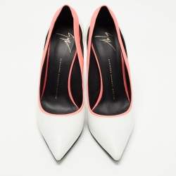 Pre Owned Giuseppe Zanotti White/Pink Leather Pointed Toe Pumps Size 40