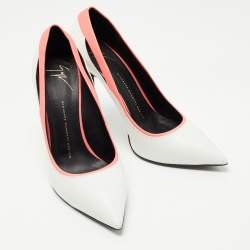 Pre Owned Giuseppe Zanotti White/Pink Leather Pointed Toe Pumps Size 40