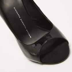 Pre Owned Giuseppe Zanotti Black Patent Leather Open Toe Pumps Size 37
