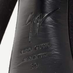 Pre Owned Giuseppe Zanotti Black Leather and Suede Chain T Strap Sandals Size 39