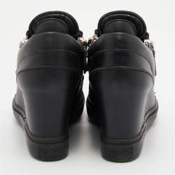 Pre Owned Giuseppe Zanotti Black Leather Donna High Top Sneakers Size 36