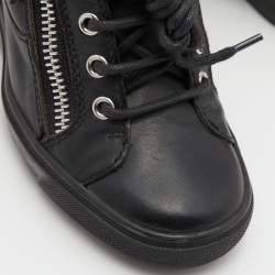 Pre Owned Giuseppe Zanotti Black Leather Donna High Top Sneakers Size 36