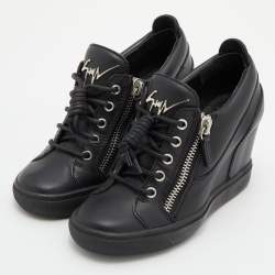 Pre Owned Giuseppe Zanotti Black Leather Donna High Top Sneakers Size 36
