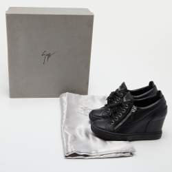 Pre Owned Giuseppe Zanotti Black Leather Donna High Top Sneakers Size 36